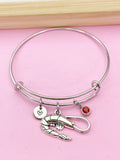 Silver Shrimp Charm Bracelet, Sea Food Animal Charm, Shrimp Jewelry Gift, N5748E