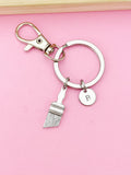 Silver Paint Brush Keychain, Initial Charm, Artist Gift