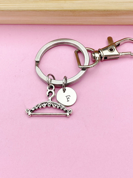Silver Clothe Hanger Charm Keychain, Clothes Hanger Jewelry Gift, N5750D