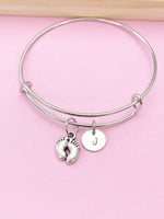 Silver Baby Footprint Charm Bracelet, Baby Feet Jewelry Gift, N5751A