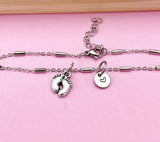 Silver Baby Footprint Charm Bracelet, Baby Feet Jewelry Gift, N5751B