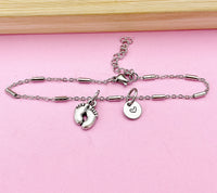 Silver Baby Footprint Charm Bracelet, Baby Feet Jewelry Gift, N5751B