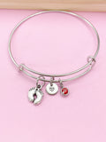 Silver Baby Footprint Charm Bracelet, Baby Feet Jewelry Gift, N5751E