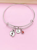 Silver Baby Footprint Charm Bracelet, Baby Feet Jewelry Gift, N5751E