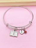 Silver Holy Bible Charm Bracelet, Holy Bible Jewelry Gift, N5752B