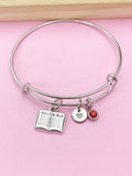 Silver Holy Bible Charm Bracelet, Holy Bible Jewelry Gift, N5752B