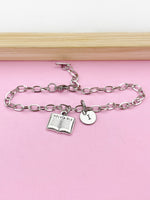 Silver Holy Bible Charm Bracelet, Holy Bible Jewelry Gift, N5752E