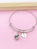 Silver Present Gift Box Charm Bracelet, Present Gift Box Jewelry Gift, N5753A