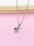 Silver Present Gift Box Charm Necklace, Present Gift Box Jewelry Gift, N5753C