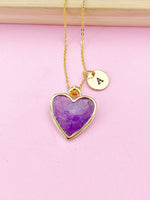 Gold Amethyst Heart Charm Necklace, N5413