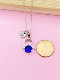 Silver Guardian Angel Charm Necklace, Blue Sapphire, N2335C