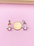 Silver or Gold Guardian Angel Charm Necklace, Pink, N2335D