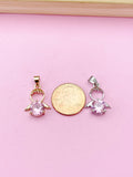 Silver Guardian Angel Charm Necklace, Pink, N2335DD