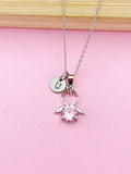 Silver Guardian Angel Charm Necklace, Pink, N2335DD