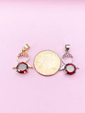 Gold Guardian Angel Charm Necklace, Red Garnet, N2335EE