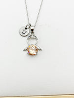 Silver Guardian Angel Charm Necklace, N2335FF