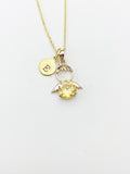 Gold Guardian Angel Charm Necklace, N2335GG