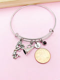 Silver Cheer Cheerleading Bracelet, Cheerleader Megaphone Charm, N920