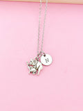 Silver Mother and Baby Elephant Charm Necklace, N1311D