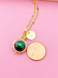 Malachite Necklace, Natural Gemstone Jewelry, Spinner Gold or Silver Necklace, N5767