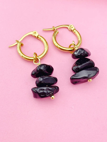 Gold Obsidian Earrings, Natural Gemstone Jewelry, N3973B