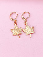 Rose Gold Maple Leaf Charm Earrings, Maple Leaf Charm, Natural Jewelry, N5142A