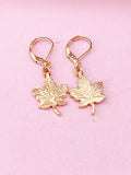 Rose Gold Maple Leaf Charm Earrings, Maple Leaf Charm, Natural Jewelry, N5142A