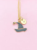 Gold Black Witch Hat Charm Necklace, Halloween Gifts, N2315