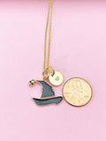 Gold Black Witch Hat Charm Necklace, Halloween Gifts, N2315