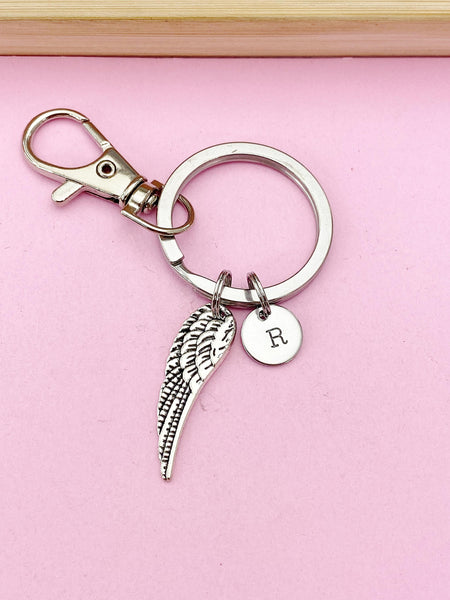 Silver Guardian Angel Wing Charm Keychain, N1916