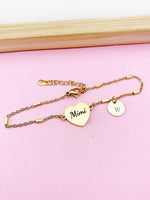 Gold Mimi Bracelet, Stainless Steel Heart Bracelet, Mimi Jewelry, Mimi Gift, Best Christmas Gift for Mimi, D271A