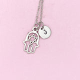 Silver Hamsa Star of David Charm Necklace, N80B