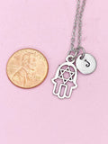Silver Hamsa Star of David Charm Necklace, N80B