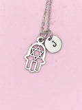 Silver Hamsa Star of David Charm Necklace, N80B