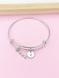 Baton Twirling Bracelet, Initial Charm, Majorette Gift