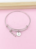 Baton Twirling Bracelet, Initial Charm, Majorette Gift