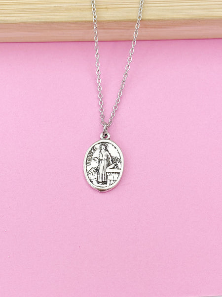 Silver Saint Luke Charm Necklace, N2717A