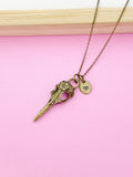 Bronze Halloween Raven Bird Skull Necklace, Gold and Silver Option, Gothic Jewelry, Personalized Gift, N975Z