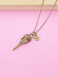 Bronze Halloween Raven Bird Skull Necklace, Gold and Silver Option, Gothic Jewelry, Personalized Gift, N975Z