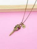 Bronze Halloween Raven Bird Skull Necklace, Gothic Jewelry, Personalized Gift, N975Z