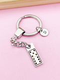 Domino Keychain, Tile, Stainless Steel Dominoes Player Gifts, D077