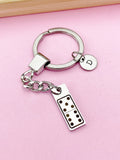Domino Keychain, Tile, Stainless Steel Dominoes Player Gifts, D077