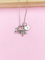 Silver Maple Leaf Acorn Charm Necklace, N727