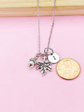 Silver Maple Leaf Acorn Charm Necklace, N727