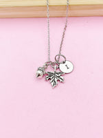 Silver Maple Leaf Acorn Charm Necklace, N727