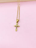 Gold Cross Charm Necklace, N4485