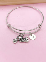 Silver Motorcycle Charm Bracelet, Biker Jewelry Gift, N5755A