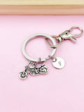 Silver Motorcycle Charm Keychain, Biker Jewelry Gift, N5755C