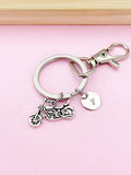 Silver Motorcycle Charm Keychain, Biker Jewelry Gift, N5755C