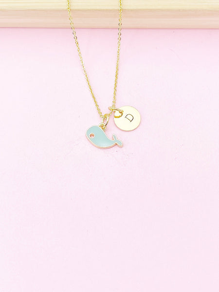 Gold Blue Whale Charm Necklace, N3199A